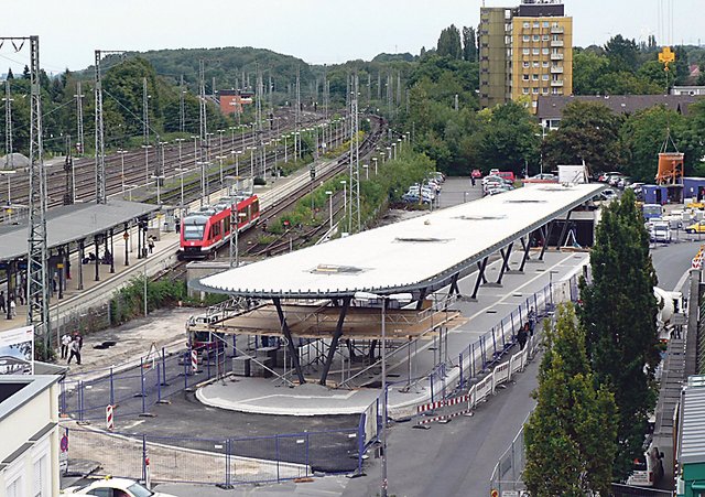 Gesamtansicht der Baustelle, aufgenommen aus der 3. Etage des Rathauses.