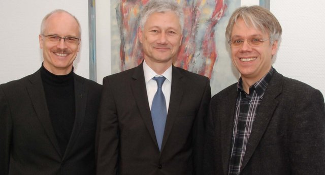 Diakon Berthold Steeger (li.) und Pfarrer Joachim Wolff (re.) besuchten