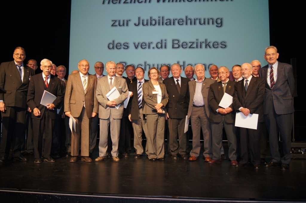 Die Jubilare, die 60 Jahre der Gewerkschaft angehören.