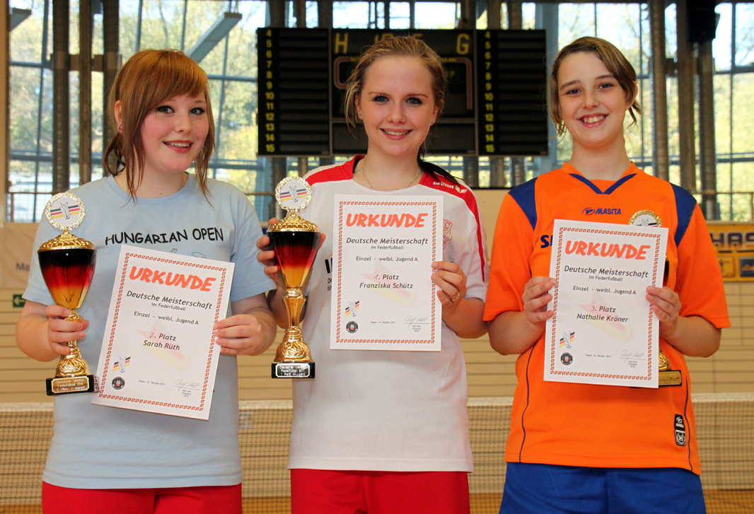 Belegten die Plätze 2, 1 und 3 bei den deutschen Jugendmeisterschaften: Die A-Jugendlichen Sarah Rüth, Franziska Schütz und Nathalie Kröner. (Foto: Karsten-Thilo Raab)