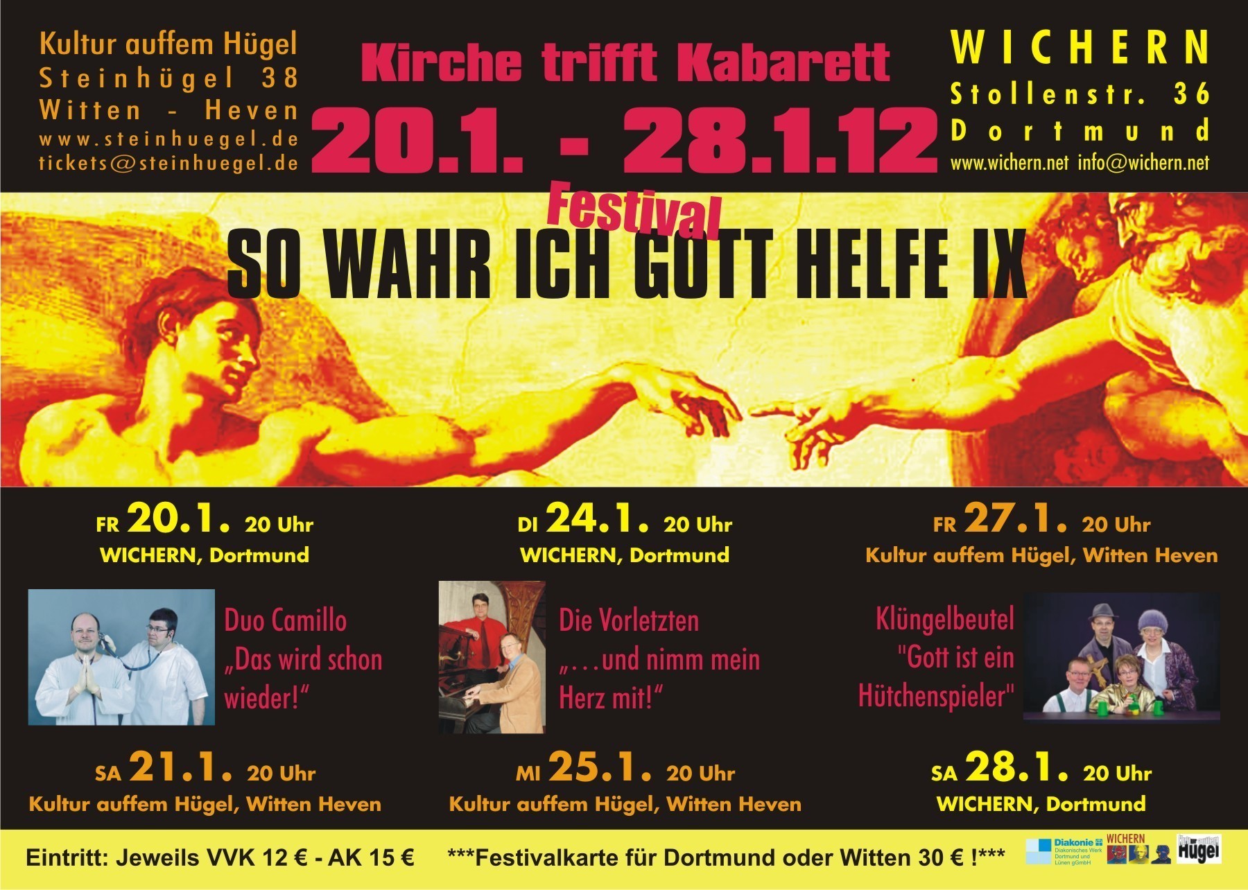 Bestes Kirchenkabarett aus Hessen, Baden-Württemberg und dem Rheinland beim 9. Festival von "So wahr ich Gott helfe"