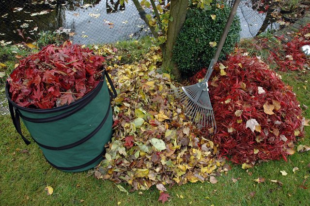 Im Garten viel Arbeit, auf der Straße rutschig: Laub.