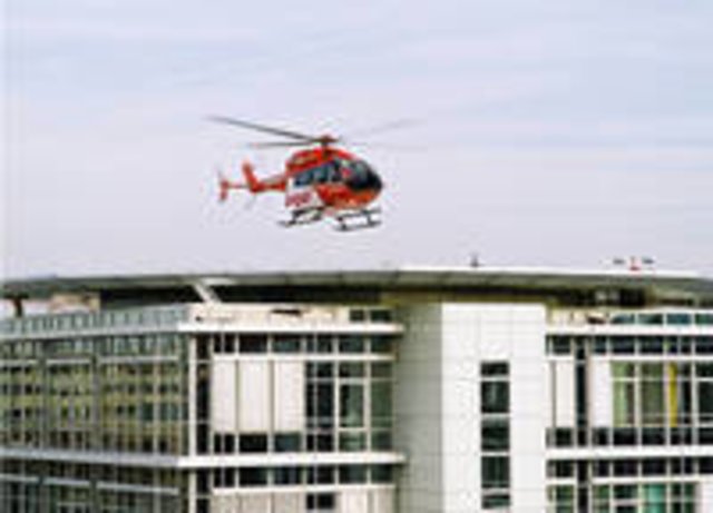 Landung auf dem Dach einer Spezialklinik.