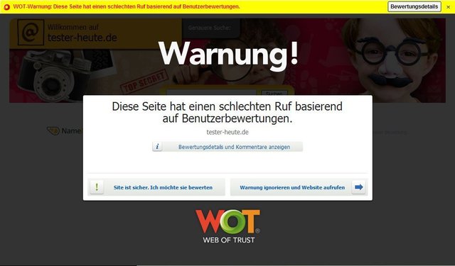 WOT - Web of Trust - Warnung