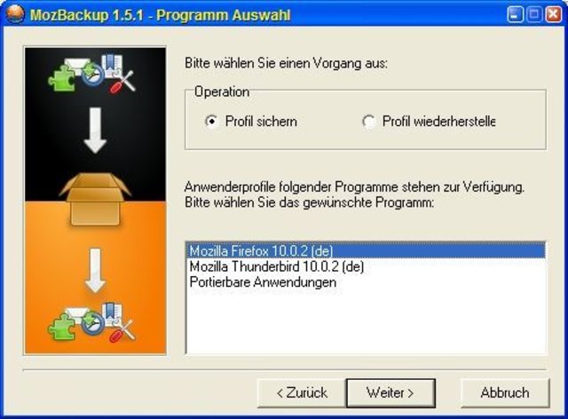 MozBackup - Mozilla Sicherung erstellen - Profil sichern