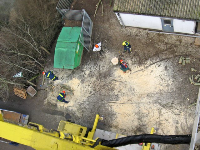 Blick von oben auf die Einsatzstelle