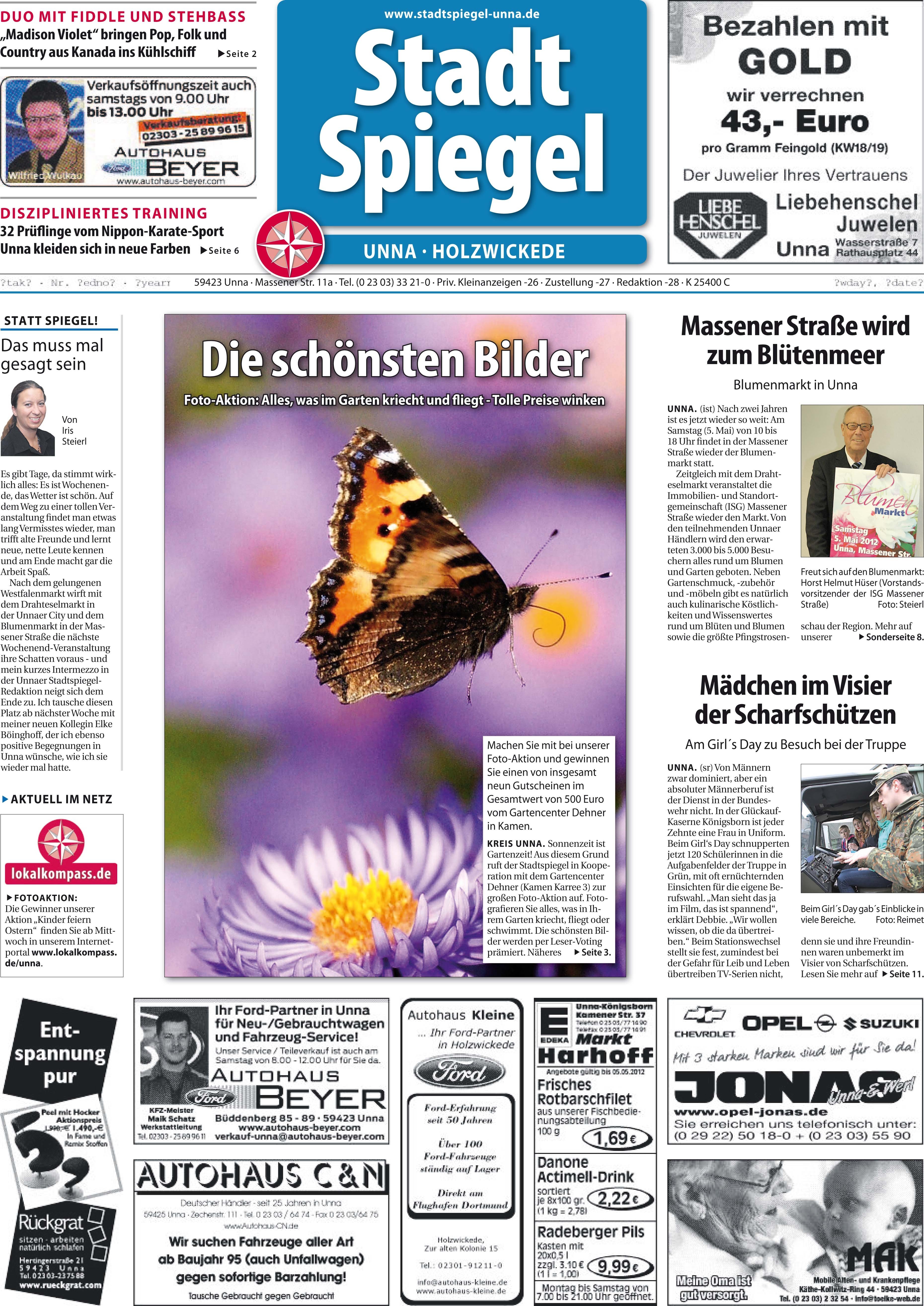So sieht er aus, der Stadtspiegel, der am Mittwoch in Ihrem Briefkasten landet. 36.000 Haushalte in Unna und Holzwickede werden jede Woche mit lokalen Themen beliefert.