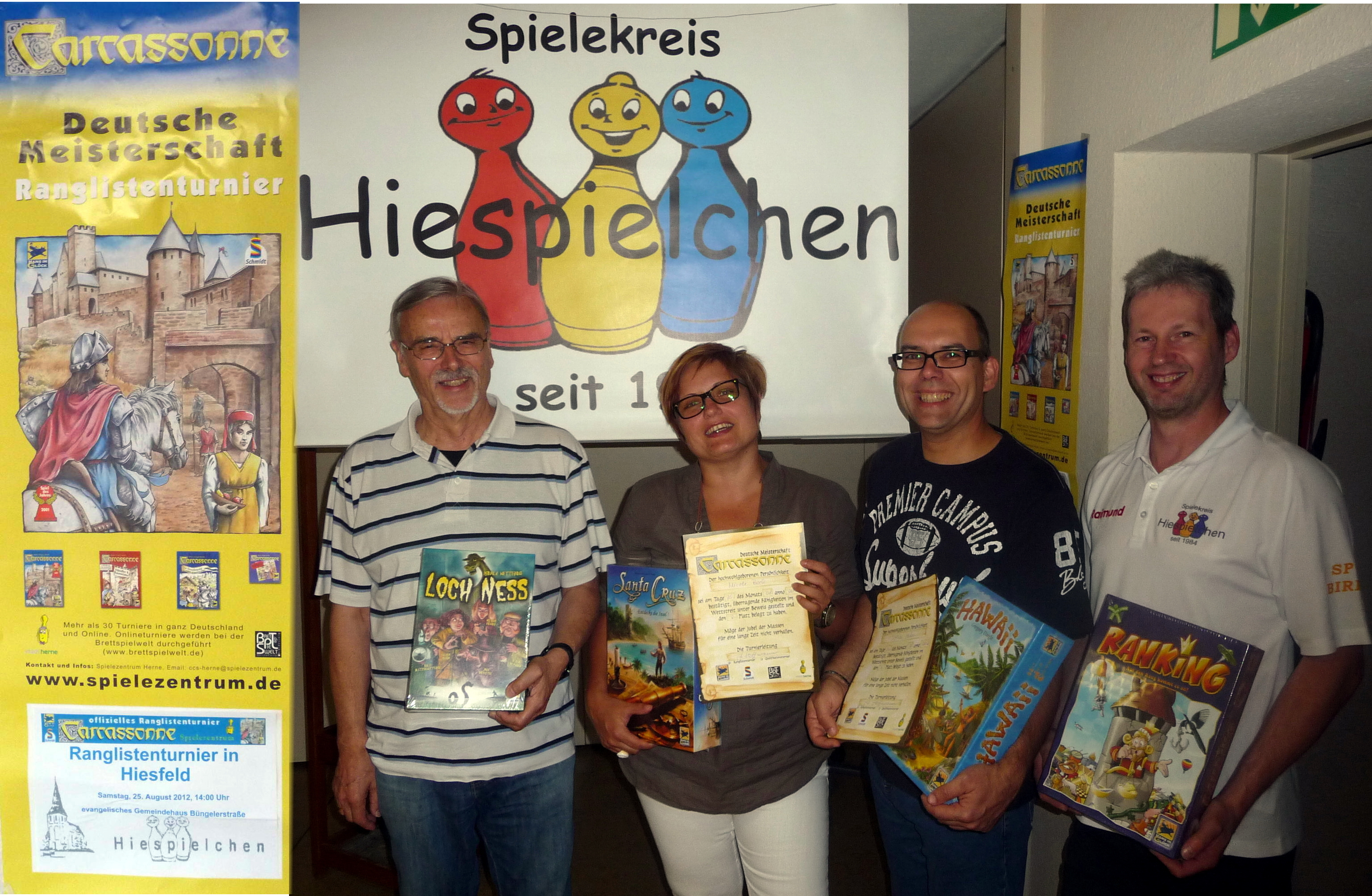 Die strahlenden Sieger von links: Jochen Westeroth auf Platz 4, Nicole Bock, die Zweite und Sieger Volker Hehrs, sowie Raimund Dreier als Dritter.