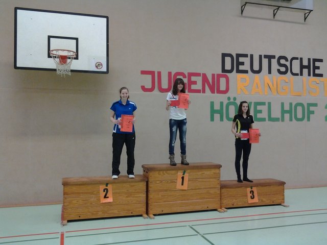 Siegerehrung ME U15 mit Lena auf Platz 2