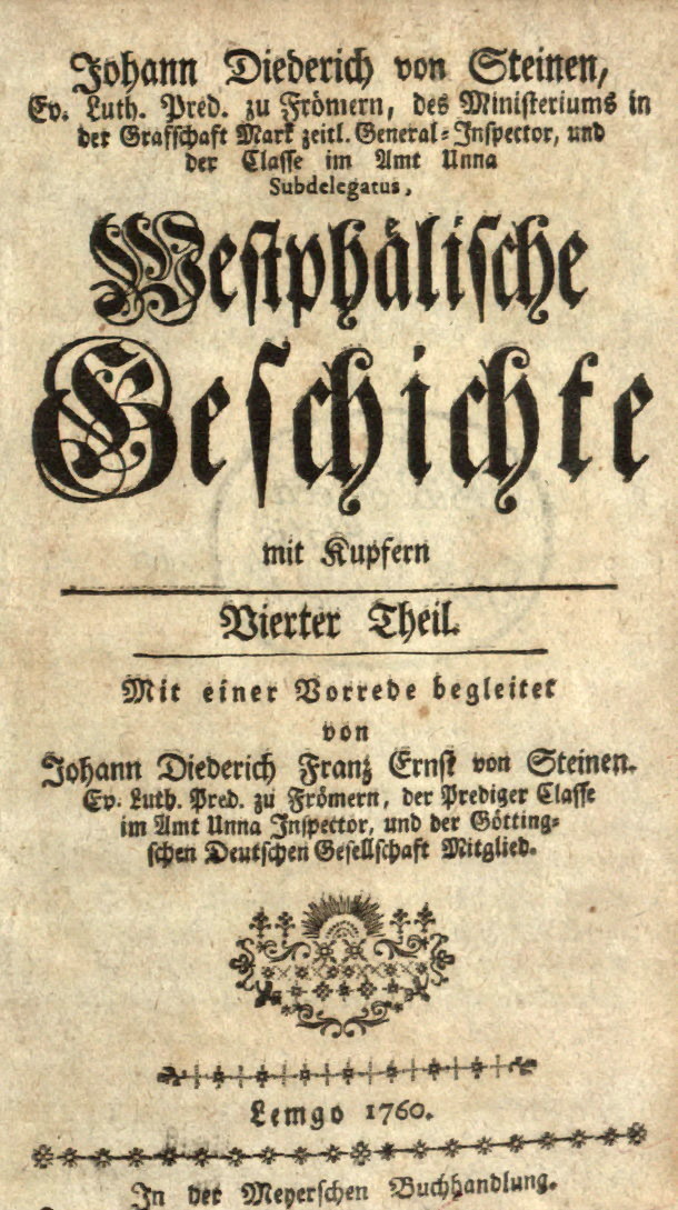 Einband der Westfälischen Geschichte von 1760