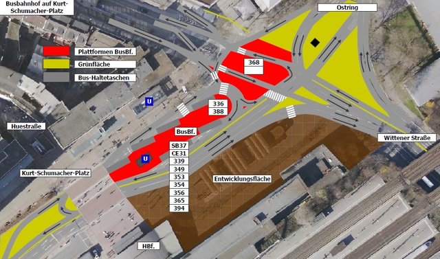 Busbahnhof mit direkter Anbindung an Innenstadt und Hbf.