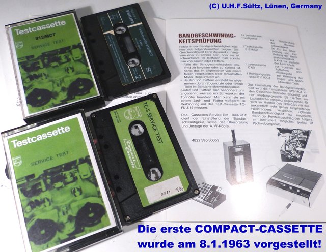 Der Bandlauf, die Bandgeschwindigkeit und der Tonkopf wurden mit Testcassetten geprüft...