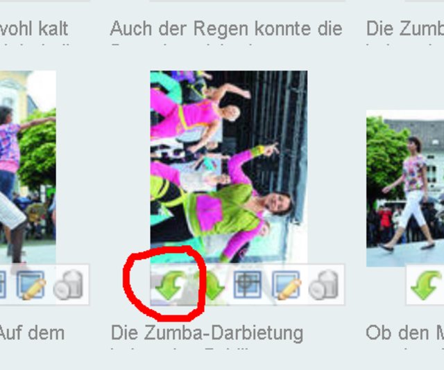 Per Klick auf die grünen Pfeile kann man das Bild jeweils um 90 Grad nach rechts oder links drehen!