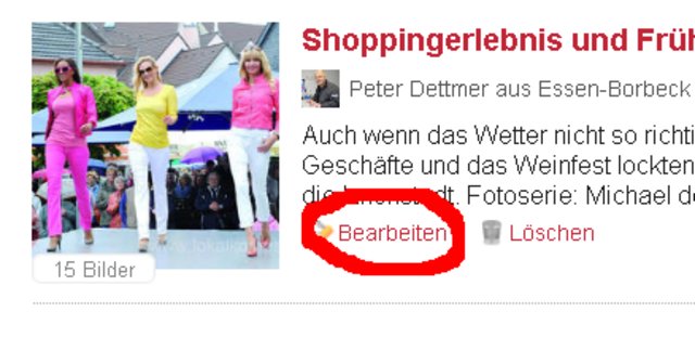 Jeden seiner eigenen Beiträge kann man nachträglich bearbeiten.