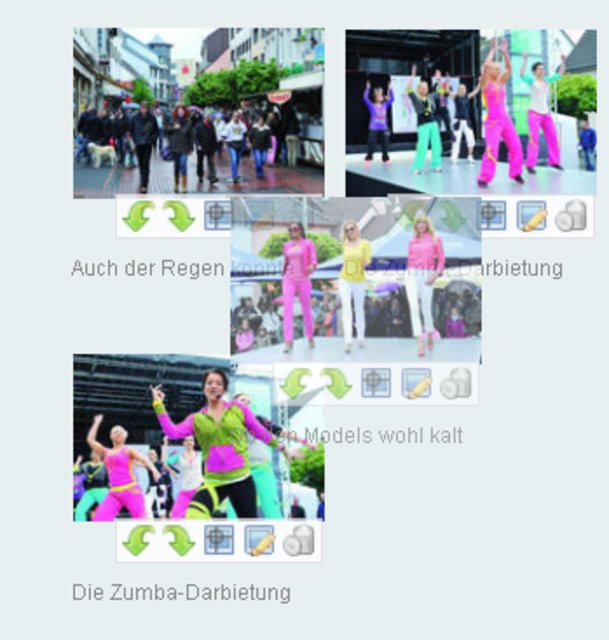 Um die Anordnung der Bilder zu ändern, kann man jedes einzelne Bild verschieben: Geht einfach mit dem Cursor über das gewünschte Motiv und haltet die Maustaste gedrückt. So könnt ihr das Bild "greifen" und an die gewünschte Stelle bringen!