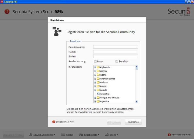 Deutsche Computers sind nicht die sichersten, aber besonders anfällig! Registrierung der Software.