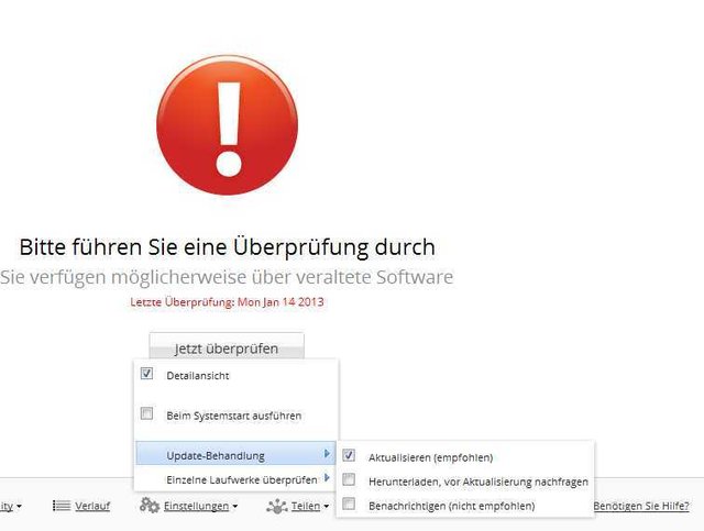 Deutsche Computers sind nicht die sichersten, aber besonders anfällig! Einstellung der "Update Überprüfung".