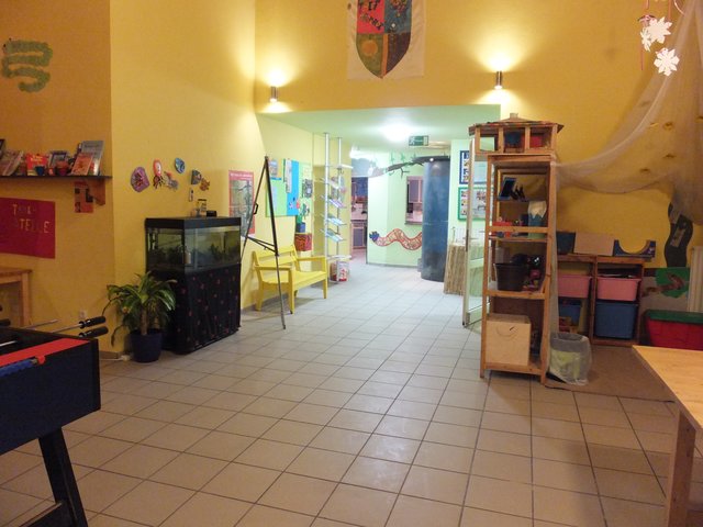 Im Kinderbereich steht auch ein Aquarium