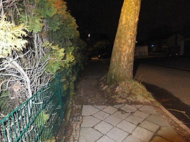 Abends bei Laternenlicht ist dieser Engpass noch deutlicher zu sehen.