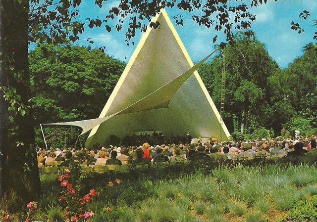 Alte Postkartenansicht des Musikpavillion in der Gruga ca. 1960