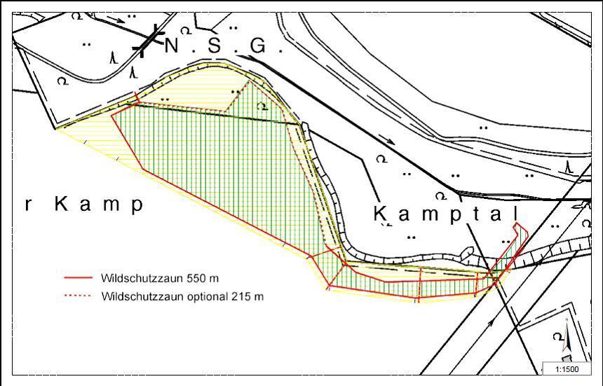 Die Karte zeigt das Gebiet, welches durch den Wildschutzzaun eingezäunt werden soll. Graphik: Umweltamt Essen