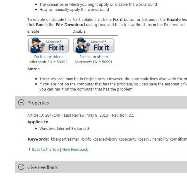 Wichtiges Update! Hotfix - von Microsoft für den Internet Explorer 8