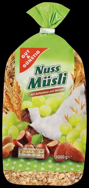Rückrufaktion! Nuss Müsli der Marke „GUT&GÜNSTIG“ von Edeka und Marktkauf! -