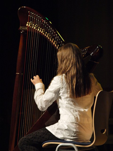 Linda Zachau an der Harfe.