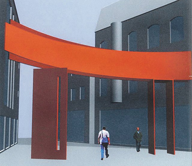 Eine Höhe von 5,50 Meter des ursprünglich für den Steinhagen konzipierten Stadttores wäre für den vergleichsweise winzigen Weiltorplatz zwischen Großer und Kleiner Weilstraße zu groß, Grafik: Stadt Hattingen
