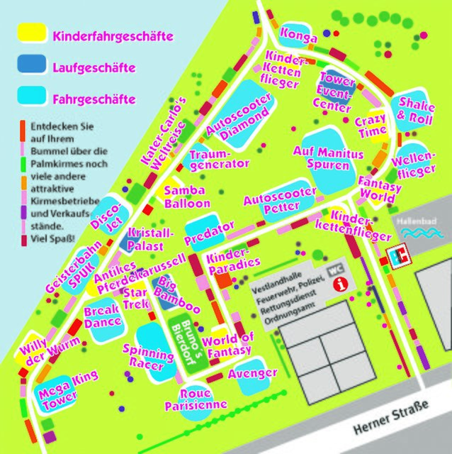 Der Lageplan der Palmkirmes 2014 in Recklinghausen. Foto: Stadt Recklinghausen