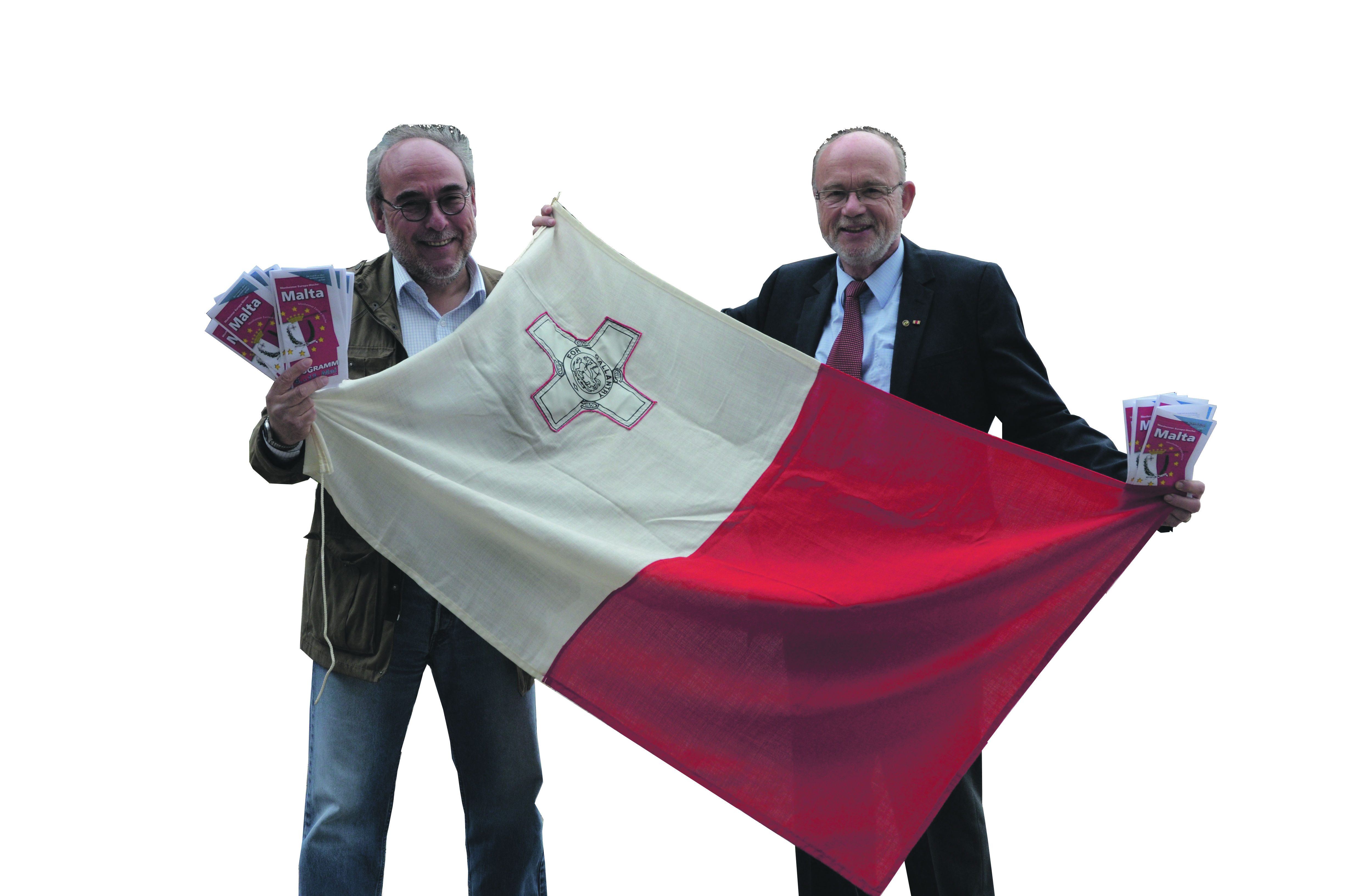 Werben für die Europawoche: VHS-Leiter Wilfried Kierdorf und Manfred Klein, Vorsitzender des Stadtverbandes der Europa Union. Foto: S. Polster