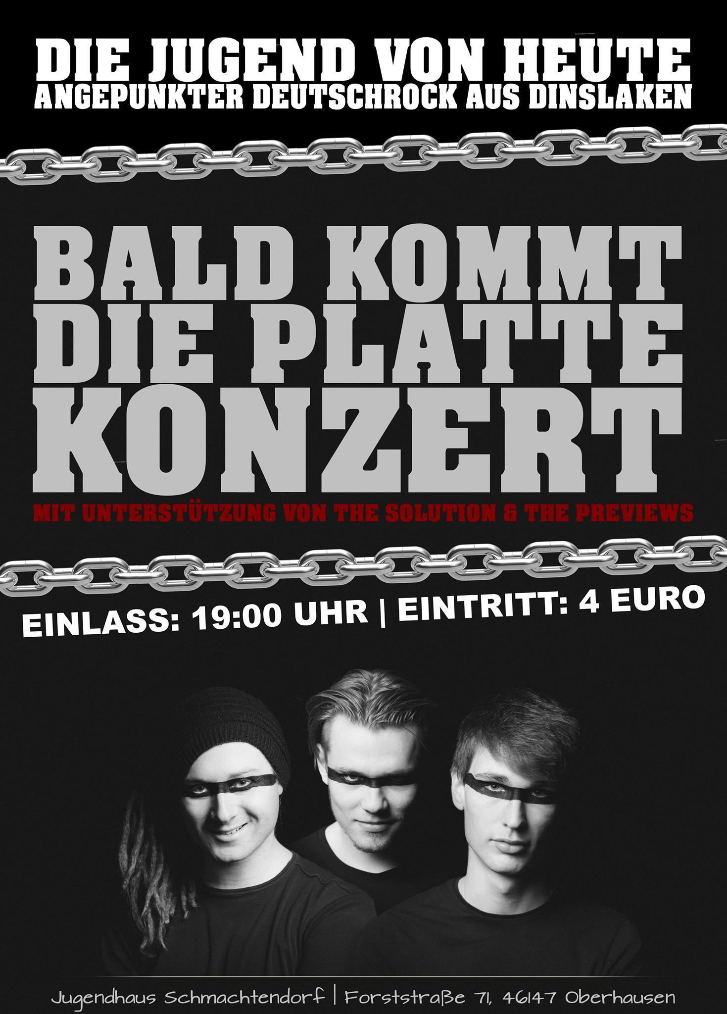 Die Jugend von Heute Live am 09. Mai im Jugendhaus Schmachtendorf.