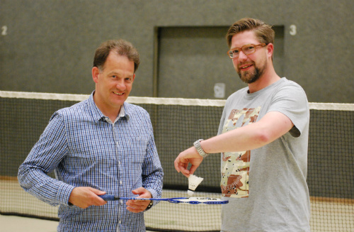 Gutes Duo: Michael Fischedick (l., BBG) und Marc André Kopatz (1. BC Kirchhellen) haben die Fusion der beiden Badminton-Vereine eingestiehlt. Foto: BBG