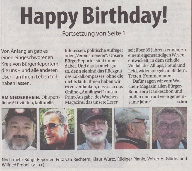 Bericht Seite 3 der WM-Ausgabe vom 18.06.2014. Die Bilder sind die Avatars der Bürgerreporter.