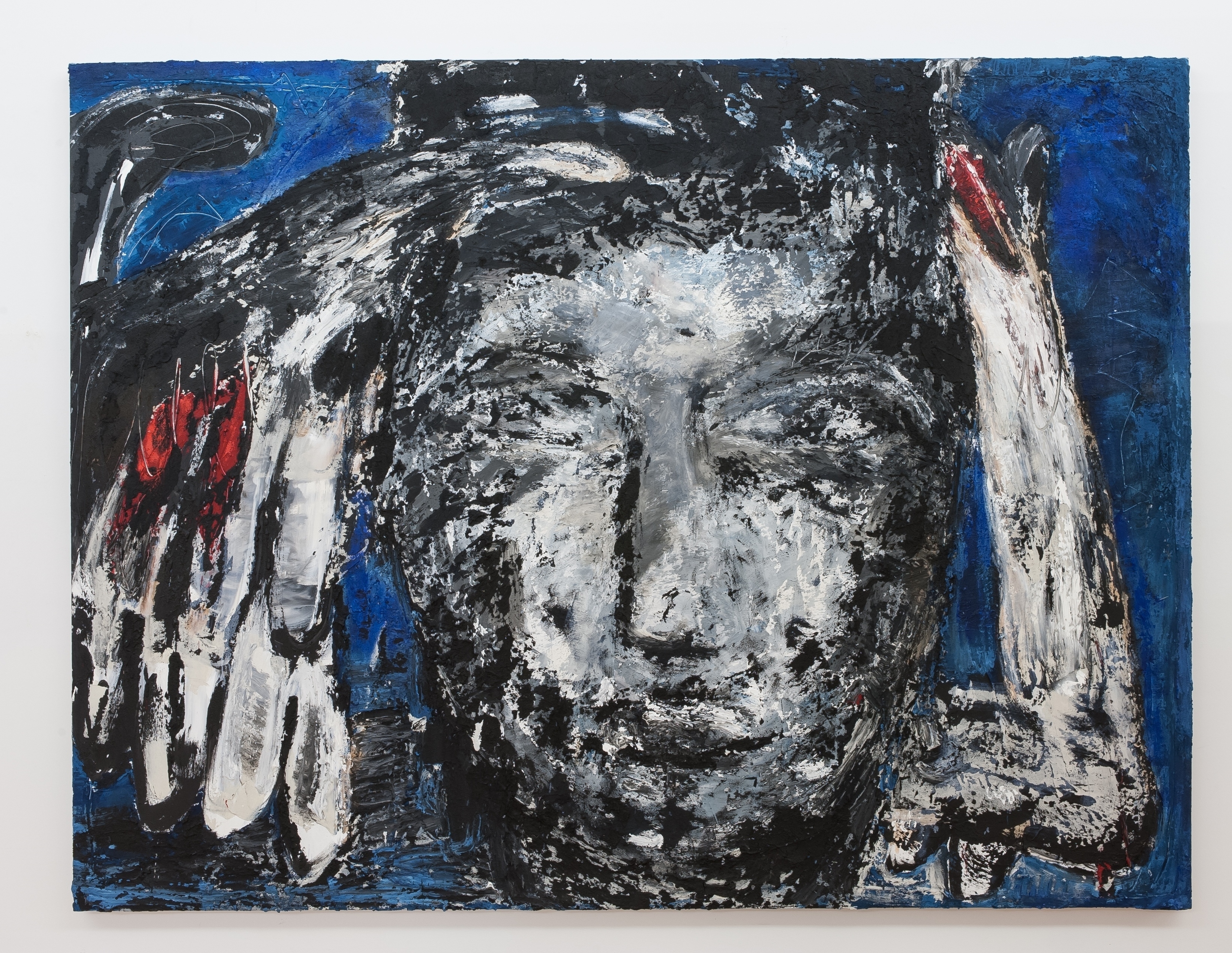 Bertamaria Reetz: Ikarus, 2014, Mischtechnik auf Leinwand, 270 x 200 cm
