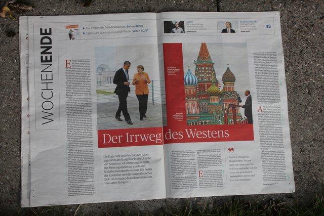 "Schon die geografische Nähe zwingt jeden Kanzler zu größter Ernsthaftigkeit. wir können Russland nicht mit den Augen der amerikanischen Tea-Party betrachten. (...) Auch Wirtschaftsbeziehungen sind Beziehungen. Internationale Zusammenarbeit ist die Zärtlichkeit der Völker, weil es allen Beteiligten hinterher besser geht.", so Gabor Steingart in seinem Artikel "Der Irrweg des Westens", erschienen im Handelsblatt.