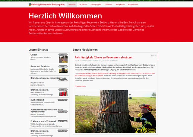 Mit Fotos von Einsätzen - hier ein umstürzender Baum - präsentiert sich die Feuerwehr Bedburg-Hau auf ihrer neuen Internetseite