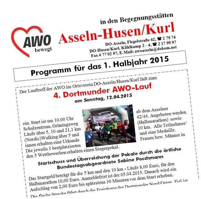 Das AWO-Programm liegt in den Begegnungsstätten Asseln + Husen aus oder kann im Internet nachgelesen werden