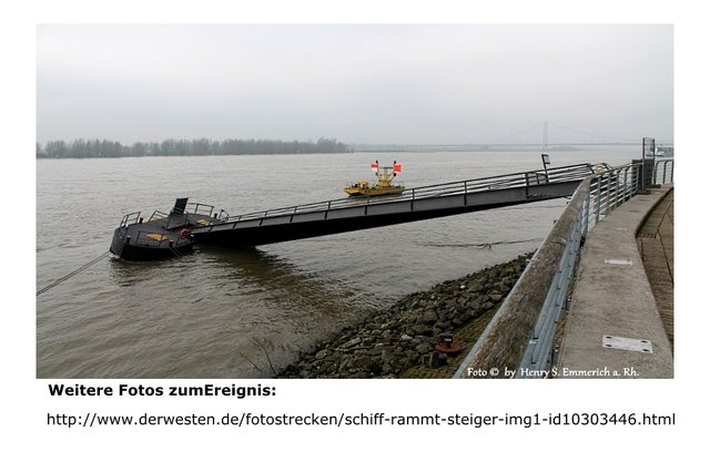 Für weitere Fotos bitte den Link öffnen! http://www.derwesten.de/fotostrecken/schiff-rammt-steiger-img1-id10303446.html