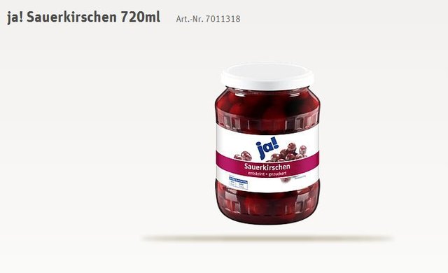 Rückrufaktion! ja! Sauerkirschen - eventuell mit Glasscherben! Bildquelle.rewe.de