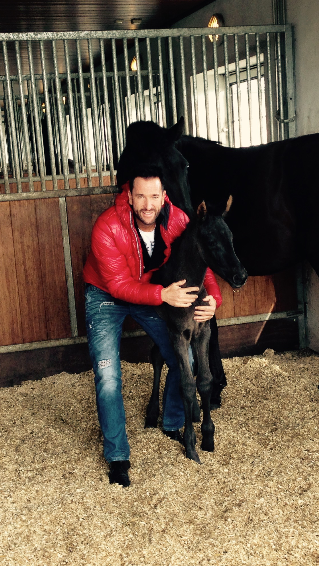 Stolzer Papa: Michael Wendler mit dem noch Namenlosen Fohlen. Foto: cd