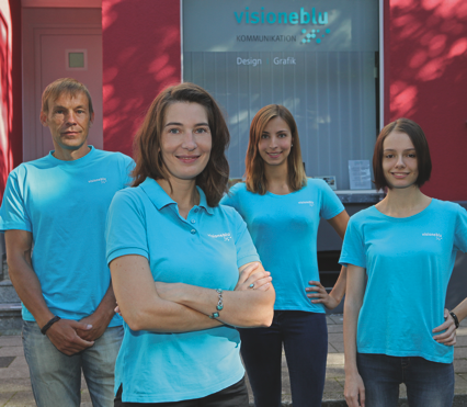 Werbeprofis in Herten: Katja Moseler (2.v.l. Inhaberin der Agentur visioneblu, hier mit Martin Nomann, Rebecca Arnold und Ricarda Wlazik.