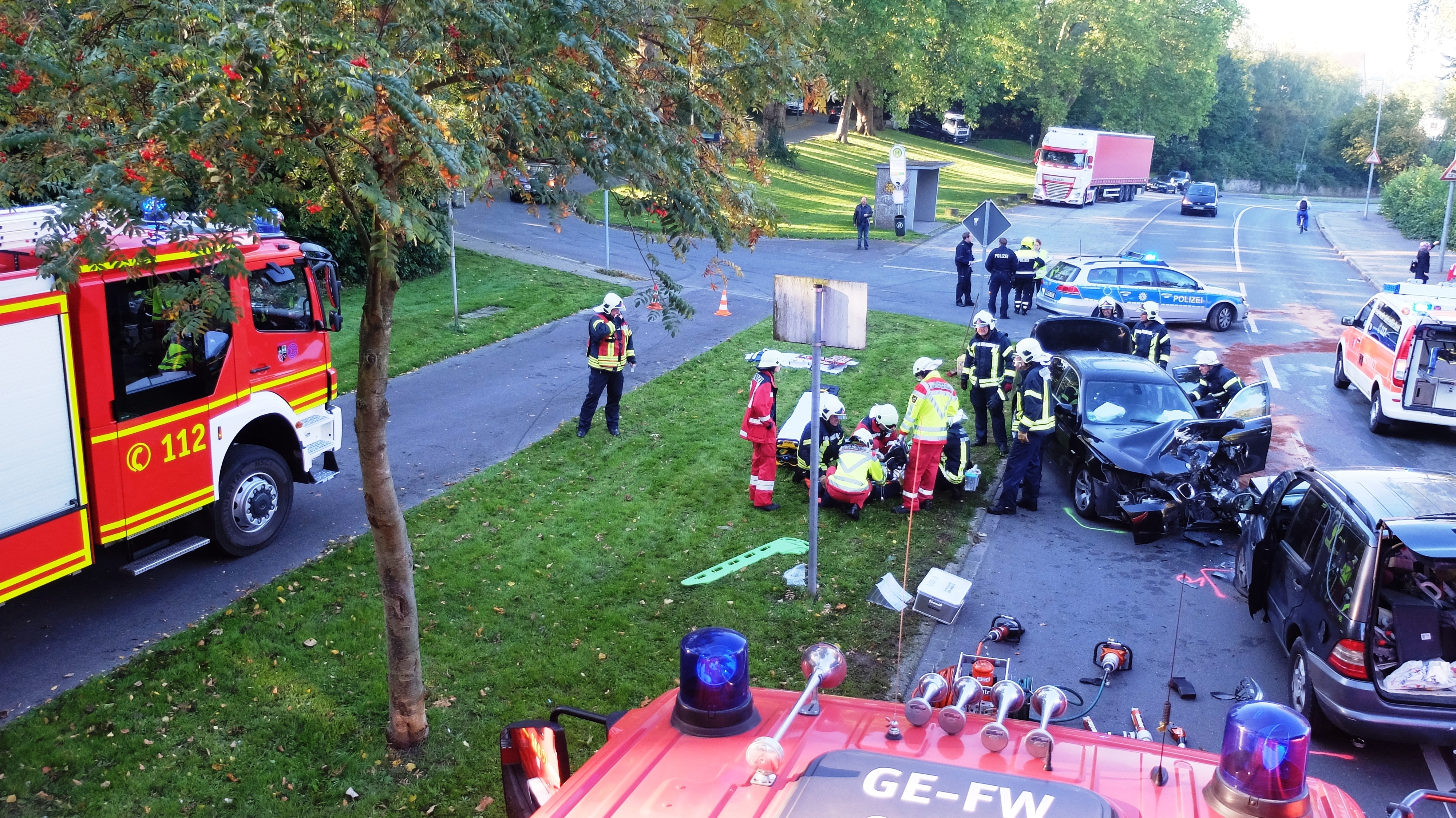 Verkehrsunfall in Gelsenkirchen mit drei Verletzen Personen.