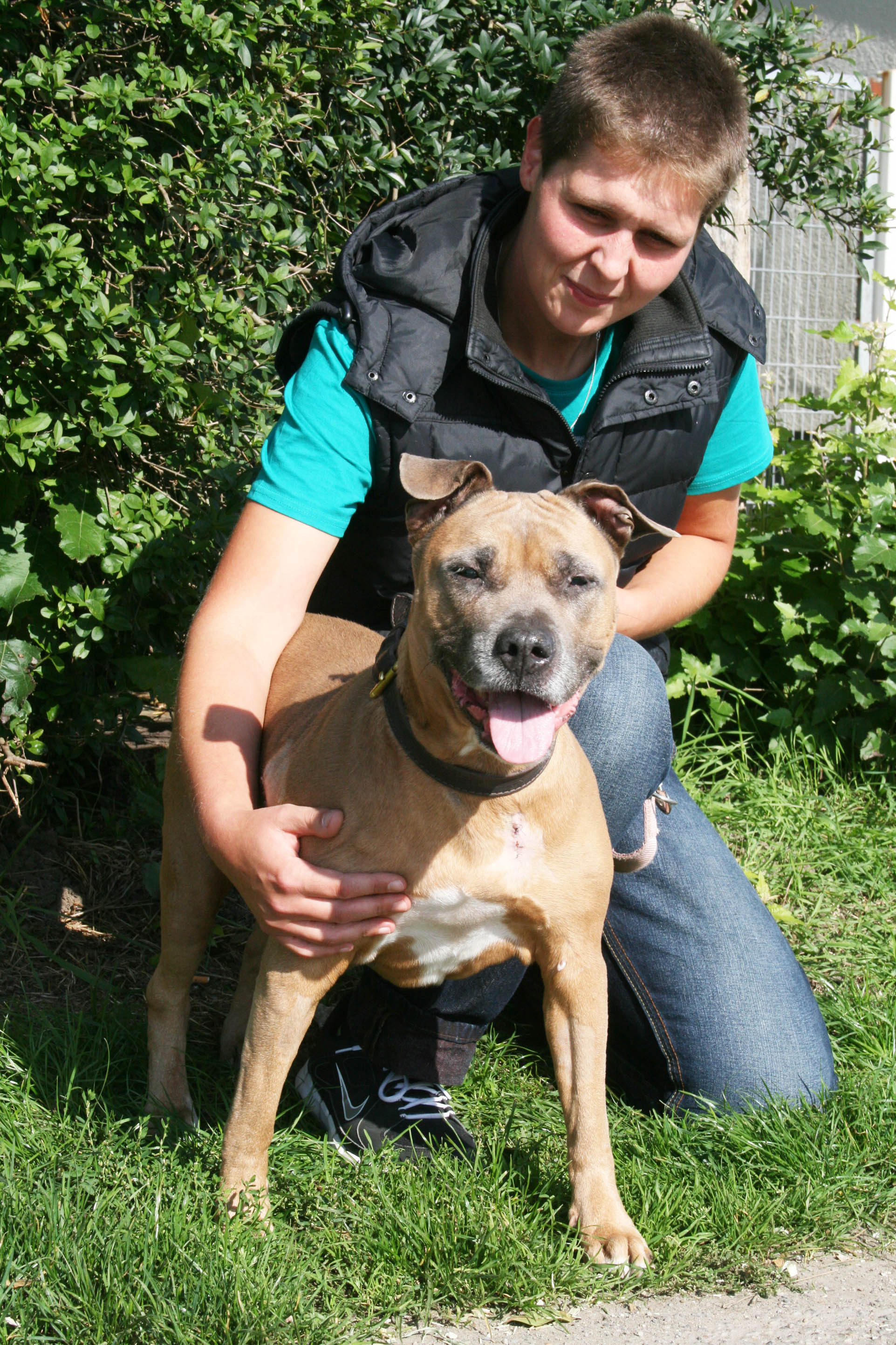 Die stellvertretende Tierheimleiterin Sandra Stoller mit Josey.