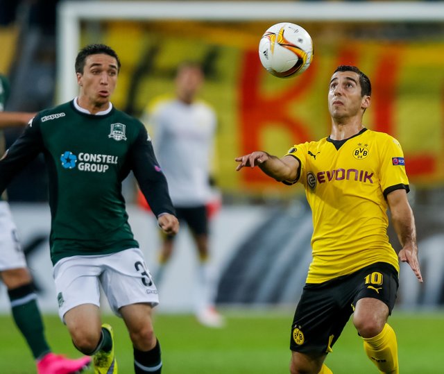 Henrikh Mkhitaryan (r.), hier im Spiel gegen Krasnodar, erzielte den vorentscheidenden 2:0-Treffer des BVB in Mainz.