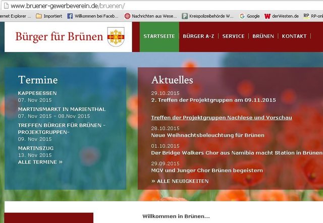 Screenshot von der Vereinshomepage