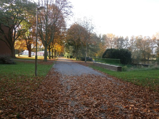 Rad- und Fußweg am Mühlenteich, der zum Rathaus führt.