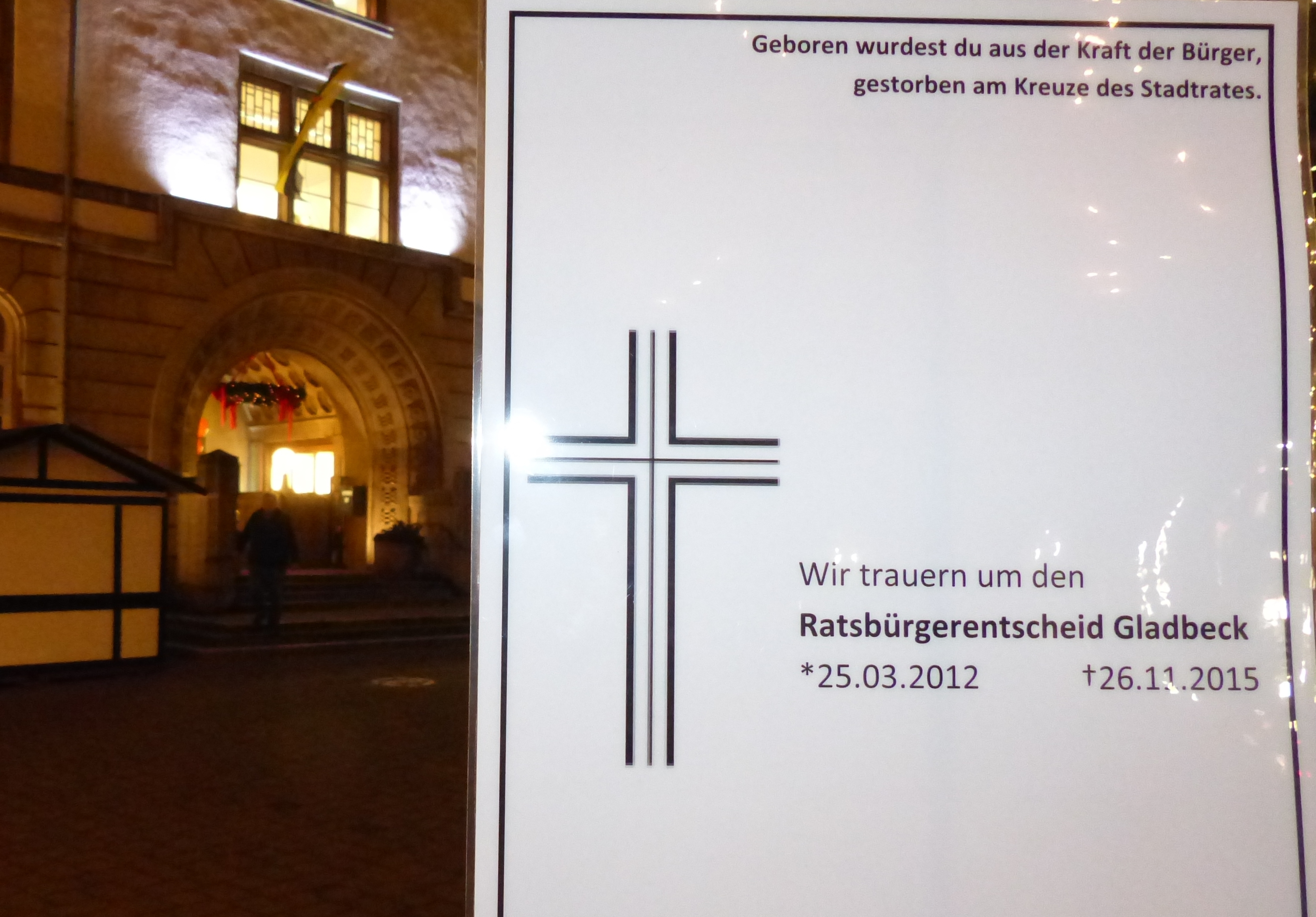 Beerdigung: Am 26. 11. nach der Ratssitzung in Gladbeck