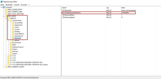 Nummernblock in Windows 10 dauerhaft aktivieren.