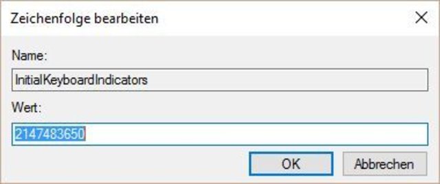 Nummernblock in Windows 10 dauerhaft aktivieren.